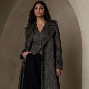 Kit Tweed Trench Coat Banana Republic SZ: XL